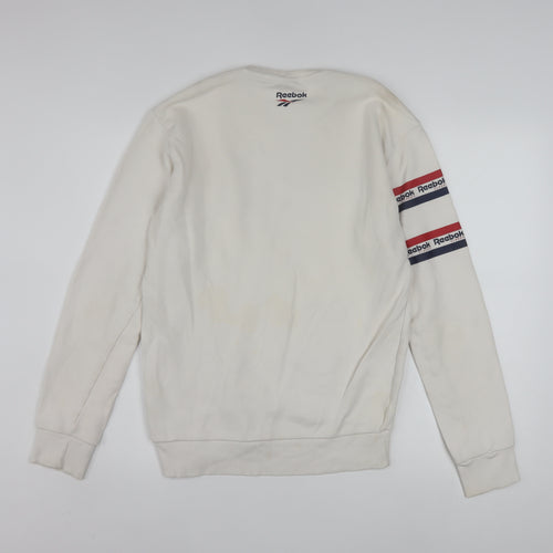 Reebok Men's White Graphic Logo Pullover Sweatshirt Size S