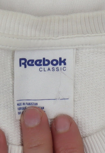 Reebok Men's White Graphic Logo Pullover Sweatshirt Size S