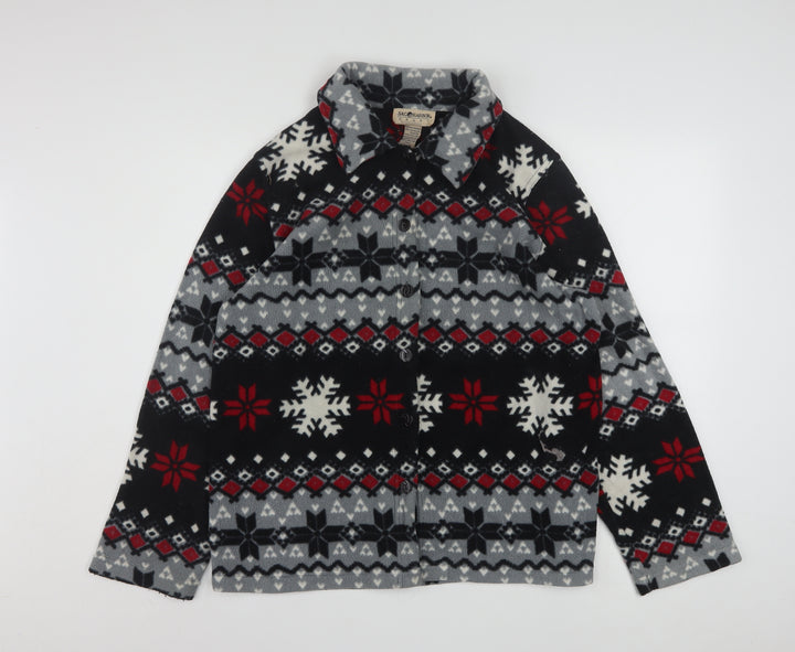 Sag Harbor Women’s Multicoloured Fleece Jacket M Winter Fair Isle Pattern
