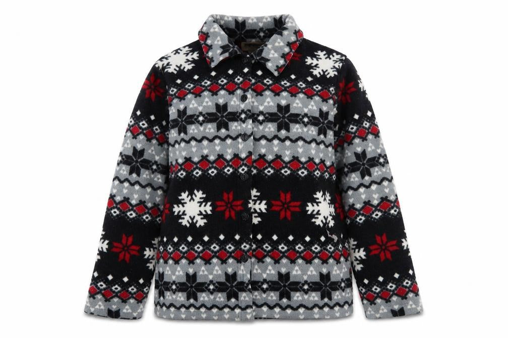 Front view of Sag Harbor Women’s Multicoloured Fleece Jacket M Winter Fair Isle Pattern
