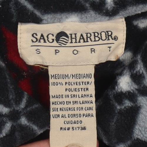 Sag Harbor Women’s Multicoloured Fleece Jacket M Winter Fair Isle Pattern