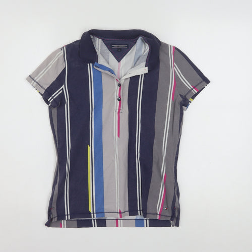 Tommy Hilfiger Women's Multicoloured Striped Polo Shirt Size M