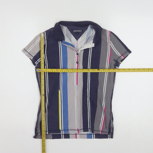 Tommy Hilfiger Women's Multicoloured Striped Polo Shirt Size M