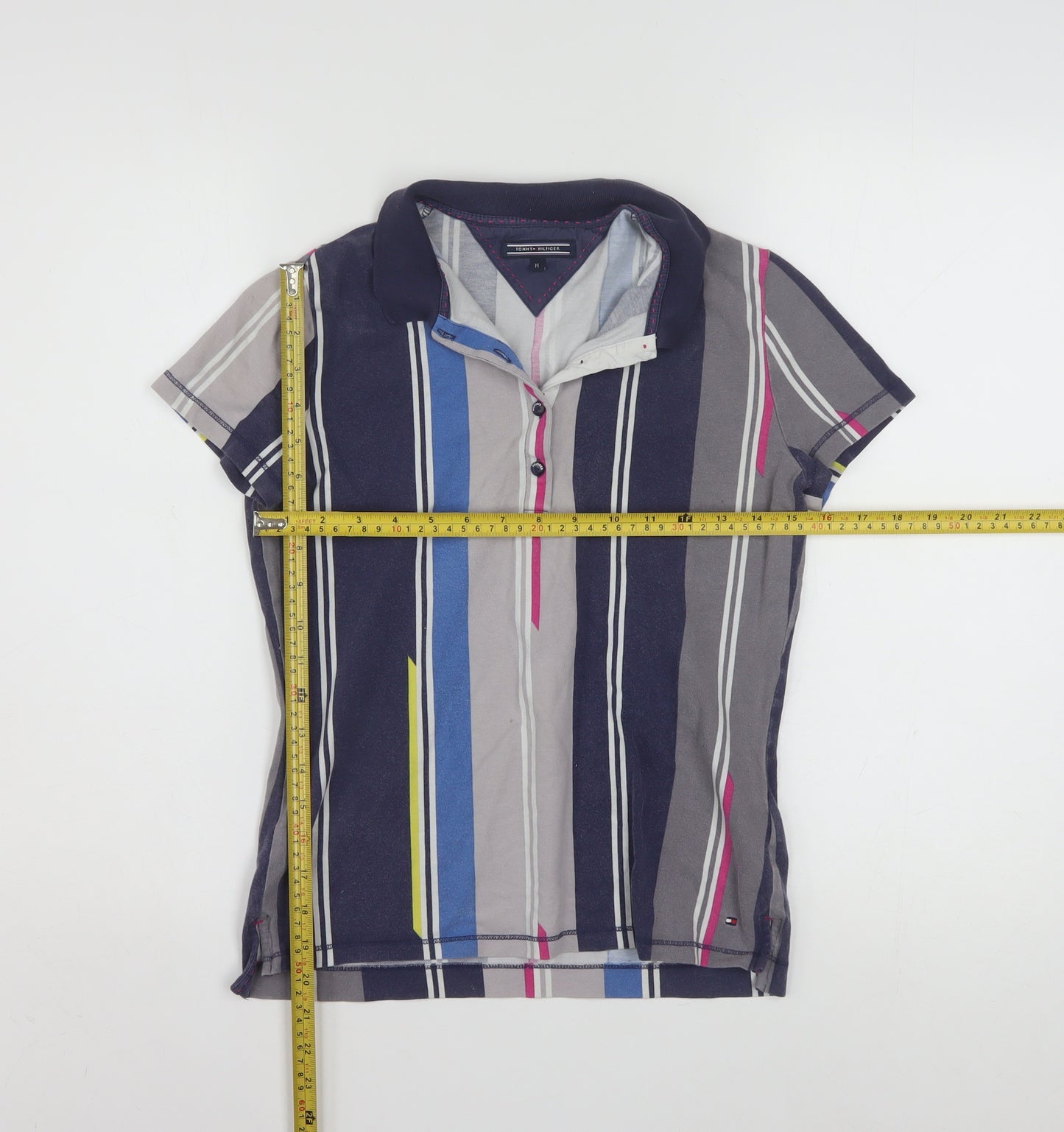 Tommy Hilfiger Women's Multicoloured Striped Polo Shirt Size M