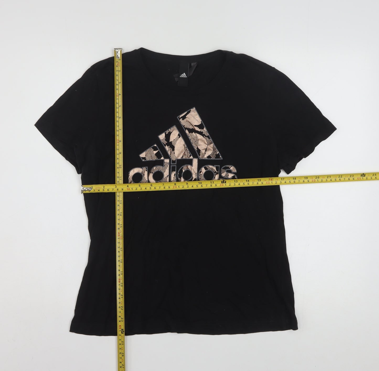 Adidas Womens Black Cotton Sports Logo T-Shirt Size 16