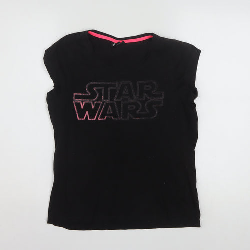 Star Wars Women's Black L Cotton Glitter Logo T-Shirt