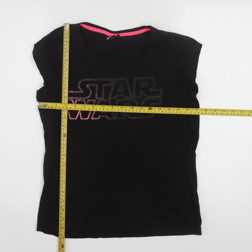 Star Wars Women's Black L Cotton Glitter Logo T-Shirt