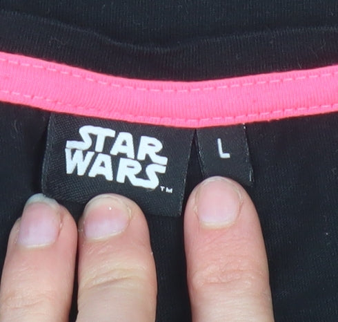 Star Wars Women's Black L Cotton Glitter Logo T-Shirt