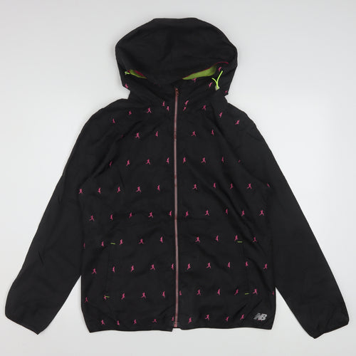 New Balance Womens Black L Hooded Windbreaker Jacket