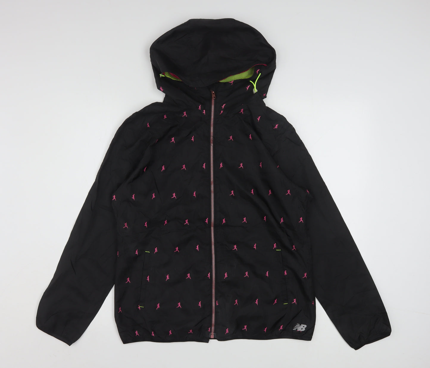 New Balance Womens Black L Hooded Windbreaker Jacket