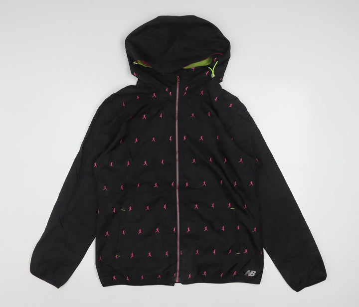 New Balance Womens Black L Hooded Windbreaker Jacket