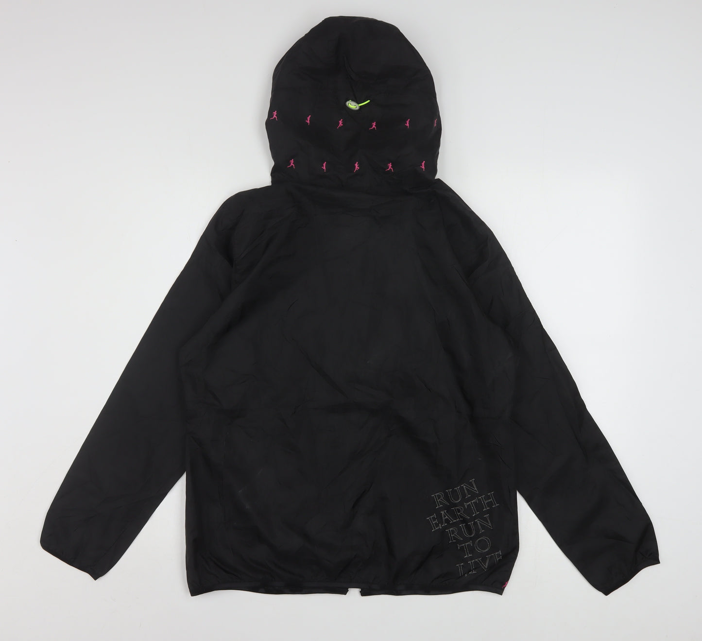 New Balance Womens Black L Hooded Windbreaker Jacket