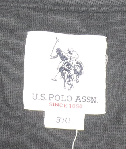U.S. Polo Assn. Men's Black 3XL Pullover Hoodie with Logo