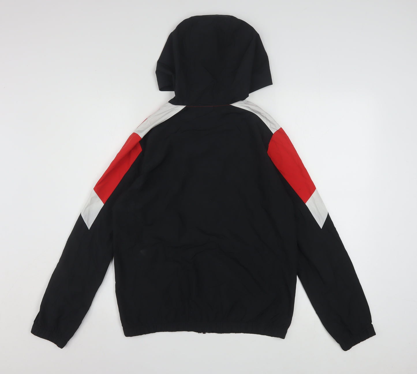 Nike Womens Red Black Hooded Windbreaker Jacket L Polyester Lightweight