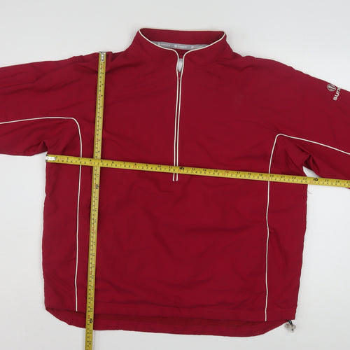 Sunice Men’s Red L Windbreaker Golf Jacket 1/4 Zip Polyester