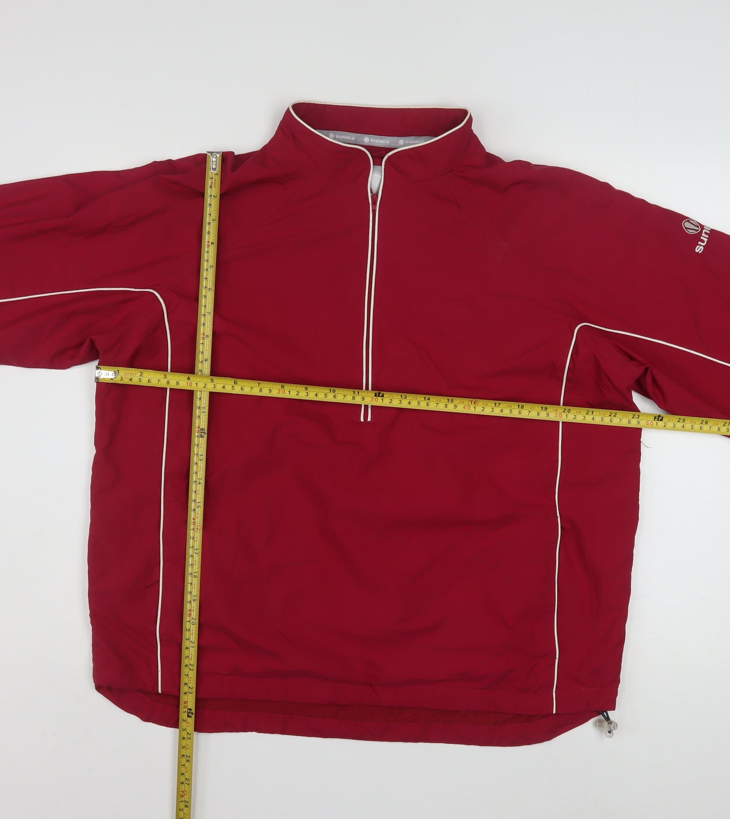 Sunice Men’s Red L Windbreaker Golf Jacket 1/4 Zip Polyester