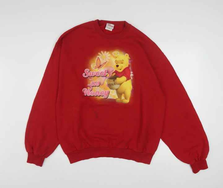 Disney Women's Red Winnie the Pooh Pullover Sweatshirt Size L