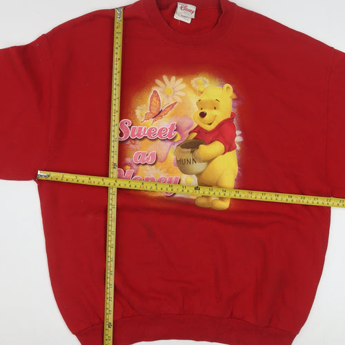 Disney Women's Red Winnie the Pooh Pullover Sweatshirt Size L