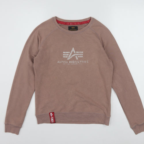 Alpha Industries Womens Brown XS Pullover Logo Sweatshirt
