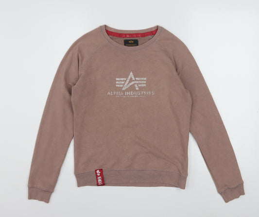 Alpha Industries Womens Brown XS Pullover Logo Sweatshirt
