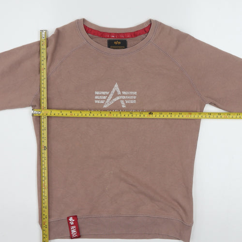Alpha Industries Womens Brown XS Pullover Logo Sweatshirt