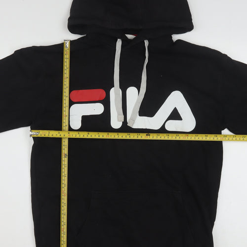FILA Men's Black Small Pullover Hoodie with Logo, Fleece, Sports Style