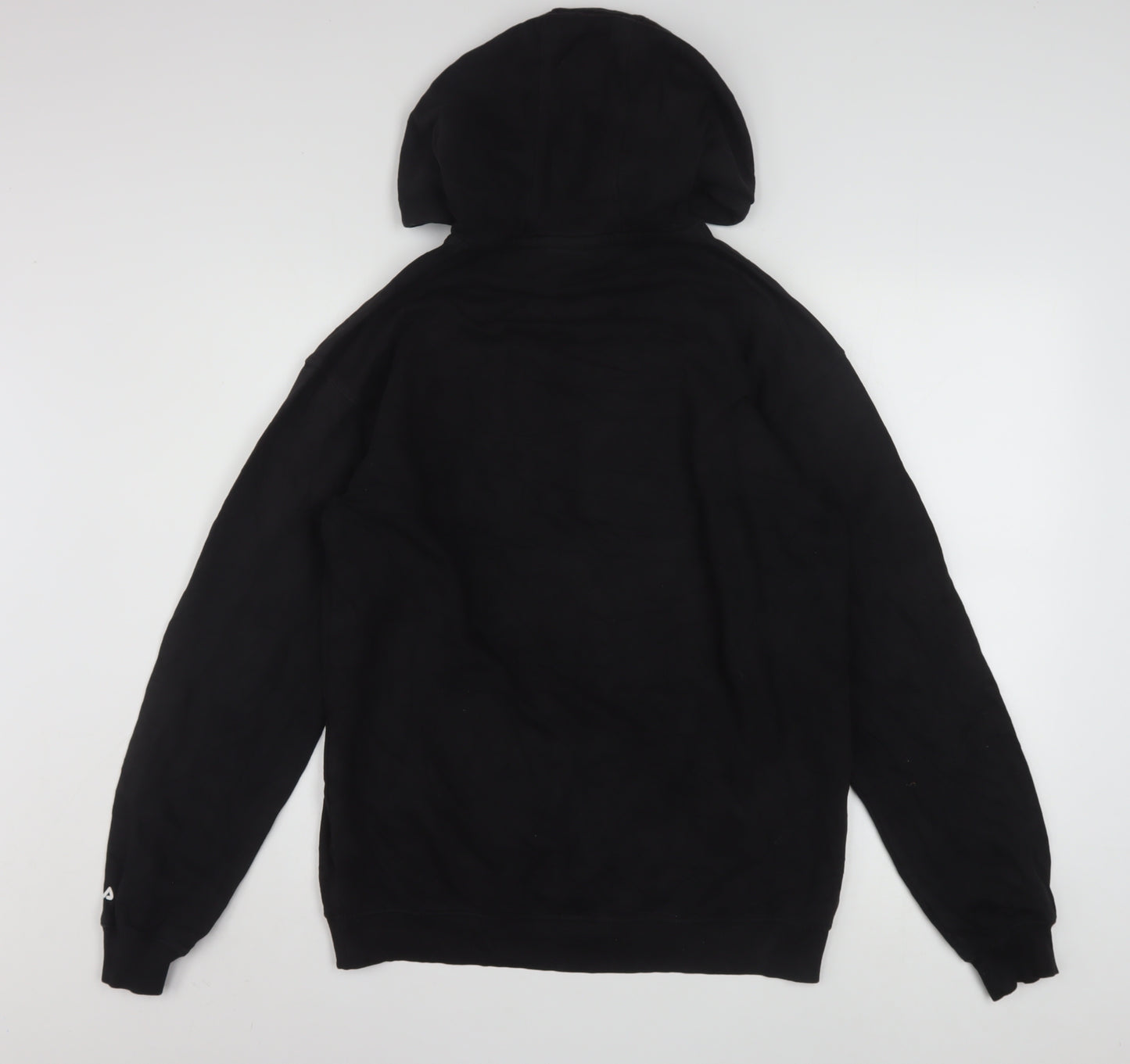 FILA Men's Black Small Pullover Hoodie with Logo, Fleece, Sports Style