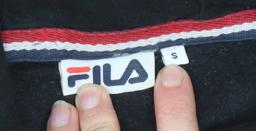 FILA Men's Black Small Pullover Hoodie with Logo, Fleece, Sports Style