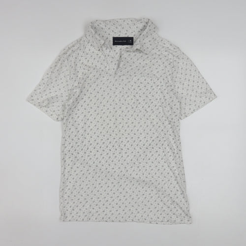 Abercrombie & Fitch Mens White XS Slim Fit Short Sleeve Button-Up Shirt