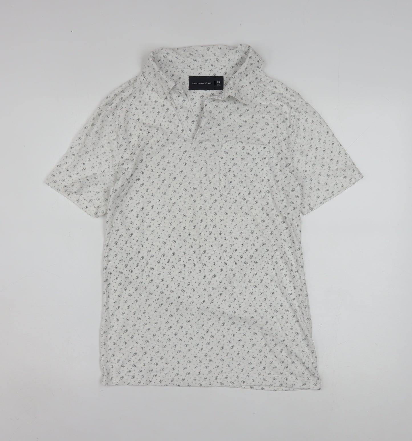 Abercrombie & Fitch Mens White XS Slim Fit Short Sleeve Button-Up Shirt