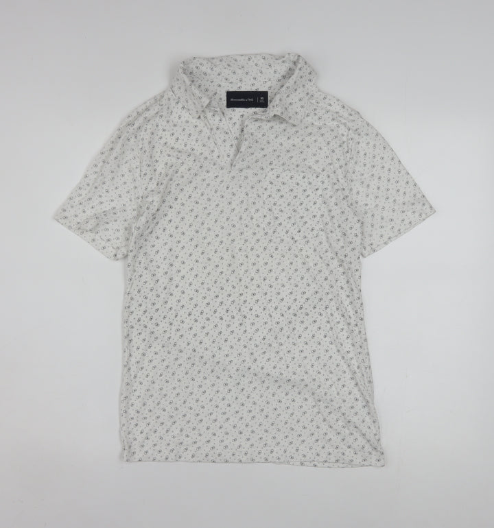Abercrombie & Fitch Mens White XS Slim Fit Short Sleeve Button-Up Shirt