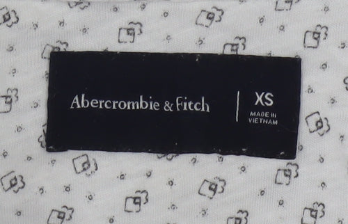 Abercrombie & Fitch Mens White XS Slim Fit Short Sleeve Button-Up Shirt