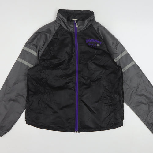 Champion Women's Black M Windbreaker Jacket Lightweight Reflective Zip