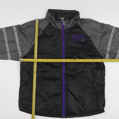 Champion Women's Black M Windbreaker Jacket Lightweight Reflective Zip
