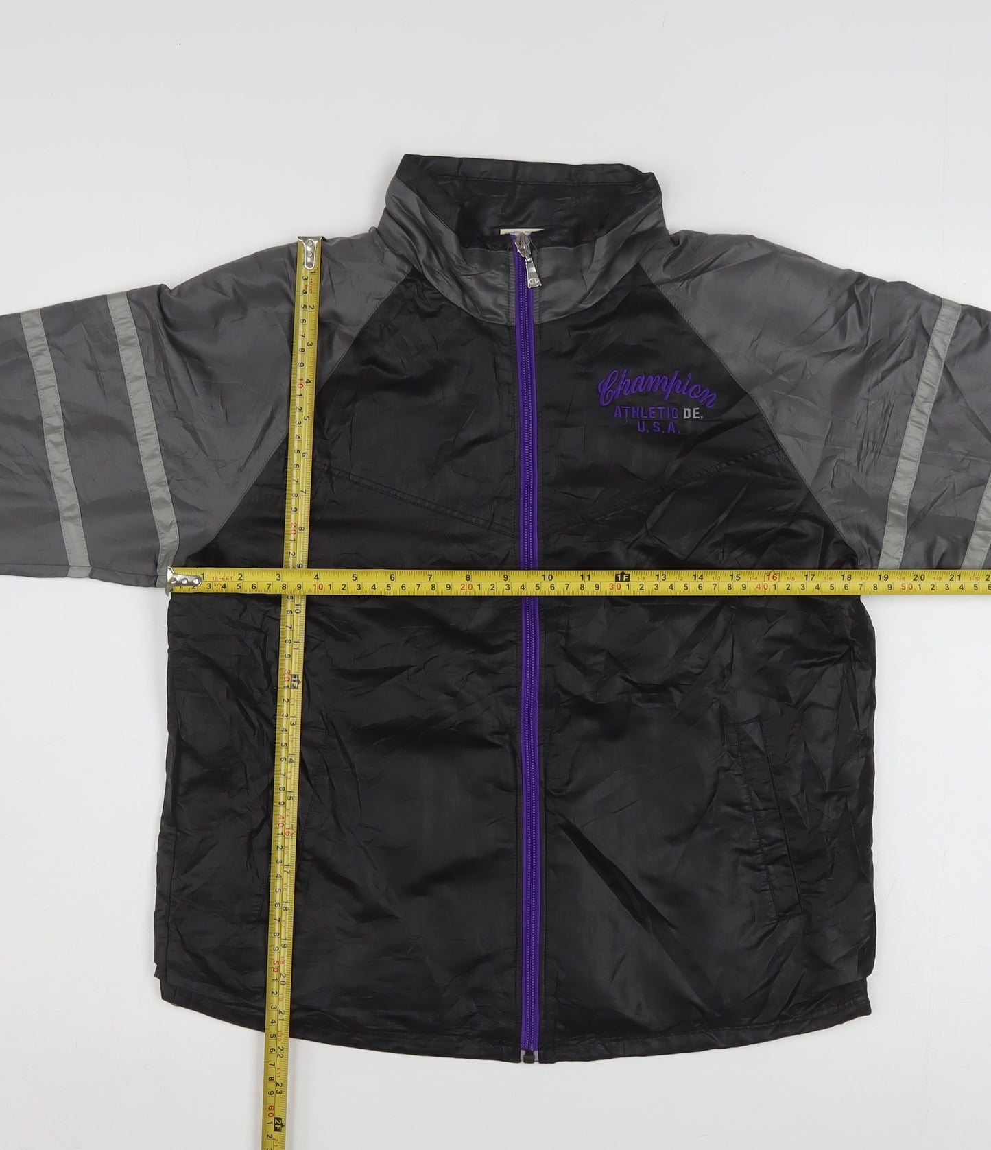 Champion Women's Black M Windbreaker Jacket Lightweight Reflective Zip