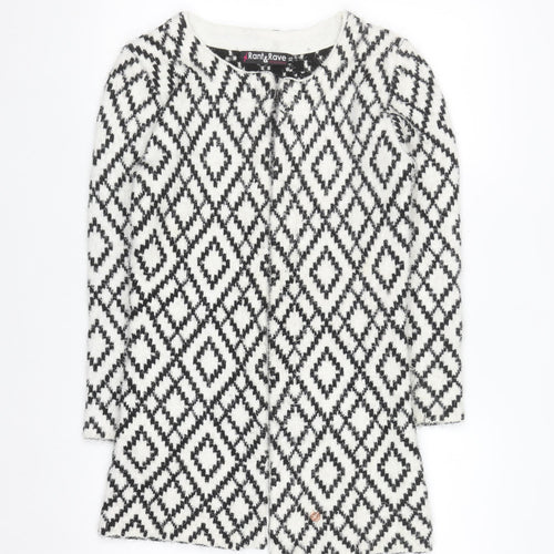Rant & Rave Women's Black & White XS Geometric Knit Cardigan