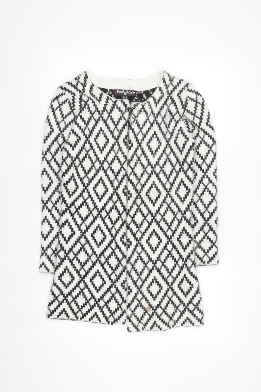 Rant & Rave Women's Black & White XS Geometric Knit Cardigan