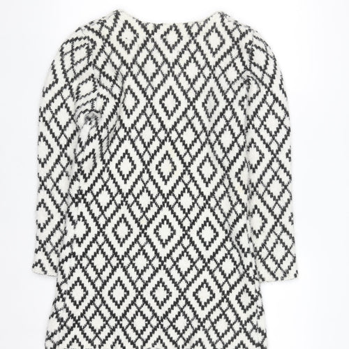 Rant & Rave Women's Black & White XS Geometric Knit Cardigan