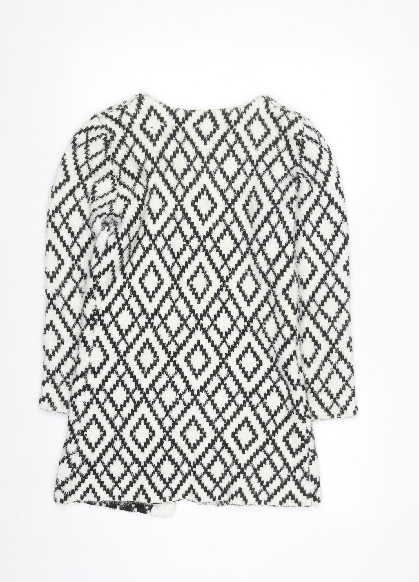 Rant & Rave Women's Black & White XS Geometric Knit Cardigan