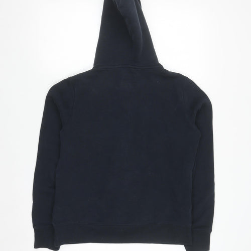 Superdry Womens Navy Blue Pullover Hoodie UK 10 Lined Cotton Blend