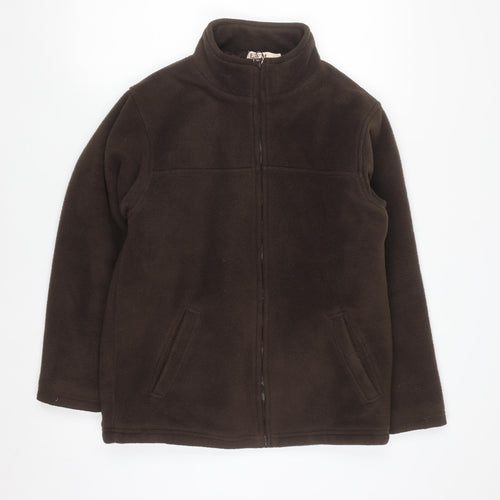 EWM Women Brown Full Zip Fleece Jacket Size 10/12 Polyester