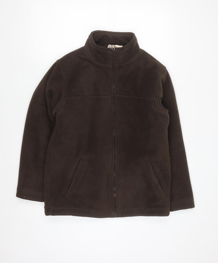 EWM Women Brown Full Zip Fleece Jacket Size 10/12 Polyester
