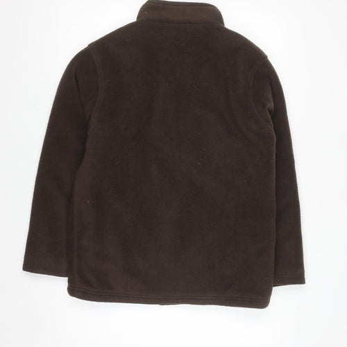 EWM Women Brown Full Zip Fleece Jacket Size 10/12 Polyester