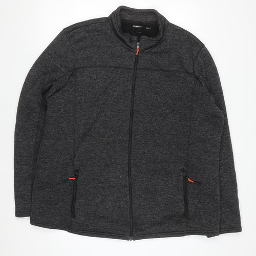 Livergy Men's Grey Full Zip Fleece Lined Sweatshirt Size L
