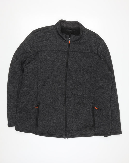 Livergy Men's Grey Full Zip Fleece Lined Sweatshirt Size L