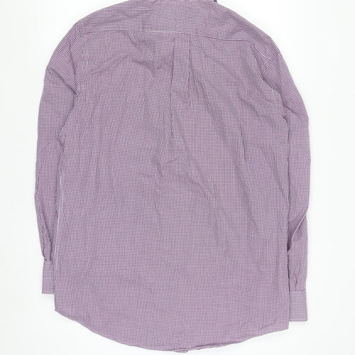 Dunnes Stores Men's Purple Check Regular Fit Long Sleeve Shirt 15.5in