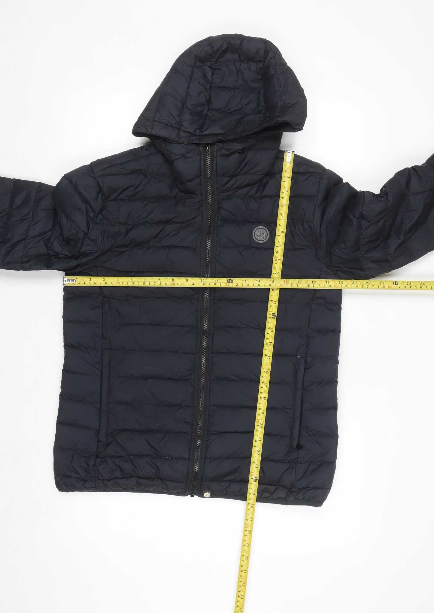 Pretty Green Men's Blue Hooded Down Puffer Jacket Size M