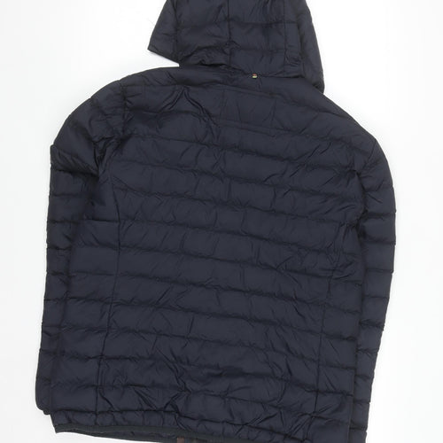 Pretty Green Men's Blue Hooded Down Puffer Jacket Size M