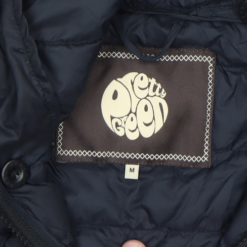 Pretty Green Men's Blue Hooded Down Puffer Jacket Size M