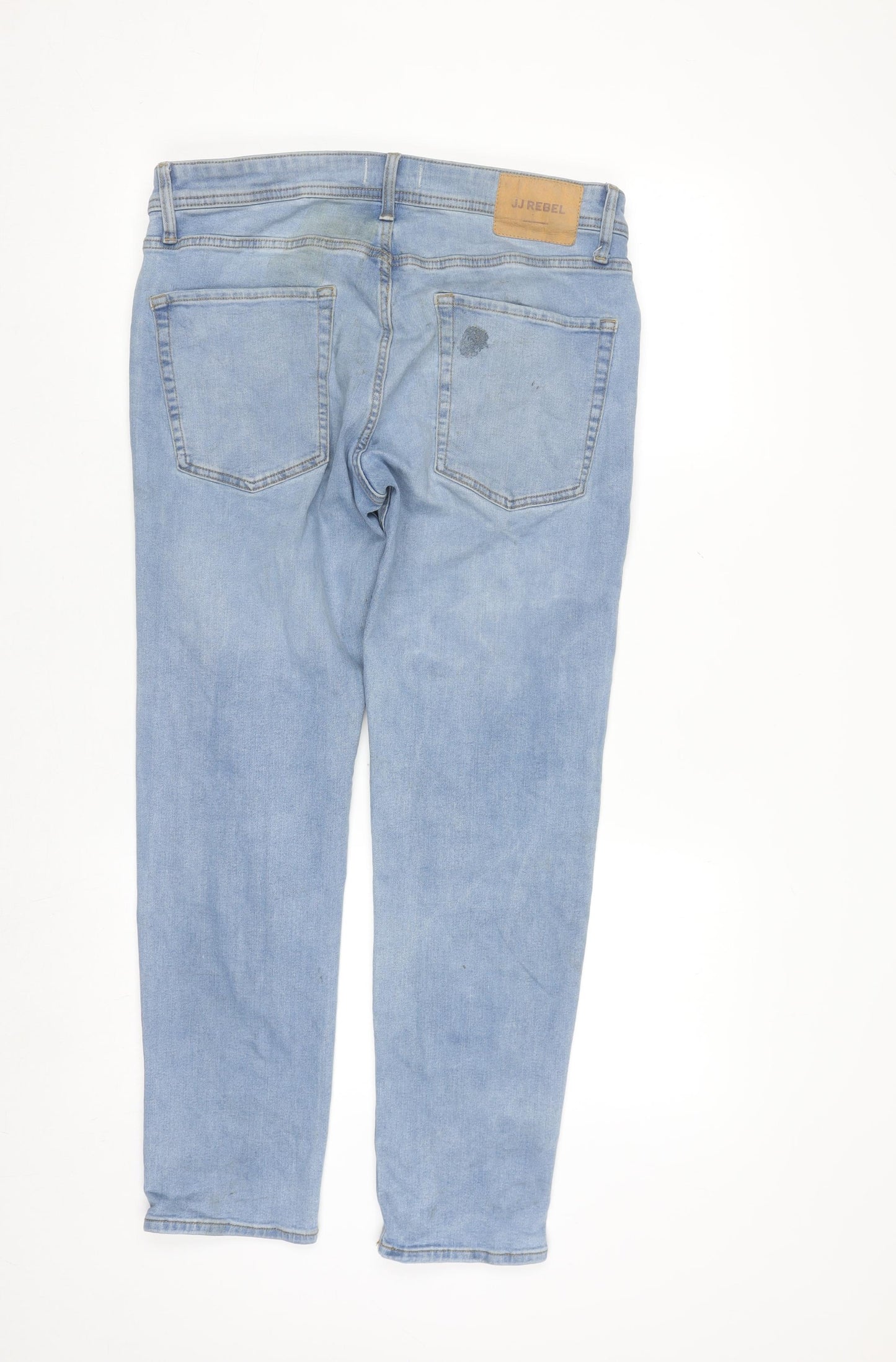 JJ Rebel Men's Blue Light Wash Denim Jeans 32W 30L Regular Fit